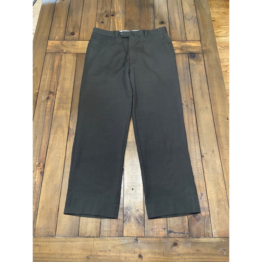 Linea Naturale Luxe Dress Pants Mens 34x29 Brown 100% Wool Dress Career Trousers